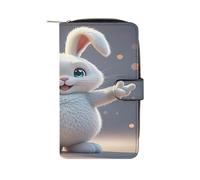 QMKFWT Hug Bunny Portefeuille long en cuir pour chéquier classique à deux volets avec fenêtre pour carte d'identité