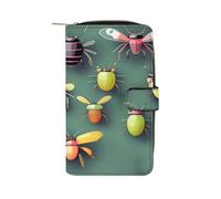 QMKFWT Insect Atlas Portefeuille long en cuir pour chéquier classique à deux volets avec fenêtre pour carte d'identité