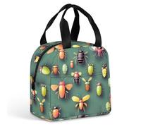 QMKFWT Insect Atlas Sac à déjeuner isotherme durable Grande boîte à déjeuner portable étanche réutilisable pour le travail, les voyages, les pique-niques