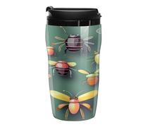 QMKFWT Insect Atlas Tasse à café réutilisable isotherme étanche avec couvercle à double paroi anti-déversement pour café glacé/chaud, cadeau pour les mères et les pères