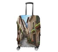 QMKFWT Italian Town Street Housse de protection lavable anti-rayures et anti-poussière pour bagages à roulettes de 48,3 à 81,3 cm, blanc, L