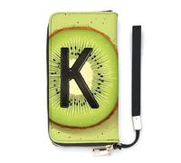 QMKFWT Kiwi Art Portefeuille grande capacité en cuir synthétique avec longue fermeture éclair Unisexe Blanc 20 x 10,5 cm, blanc, 20x10.5cm, Portefeuille