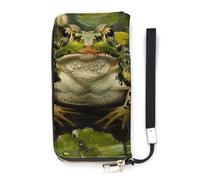 QMKFWT Lily And Frog Portefeuille grande capacité en cuir PU longue fermeture éclair Portefeuille unisexe Blanc 20 x 10,5 cm, blanc, 20x10.5cm, Portefeuille