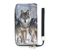 QMKFWT Lot de Wolves Portefeuille grande capacité en cuir PU avec longue fermeture éclair Unisexe Blanc 20 x 10,5 cm, blanc, 20x10.5cm, Portefeuille