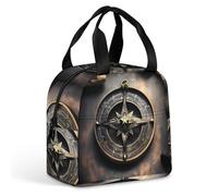 QMKFWT Magical Design Sac à déjeuner isotherme durable avec boussole et runes nordiques Grande boîte à déjeuner portable étanche réutilisable pour le travail, les voyages, les pique-niques