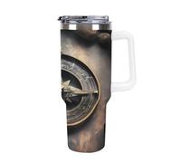 QMKFWT Magical Design - Tasse à café de voyage réutilisable et durable en acier inoxydable avec poignée et paille, résistant aux fuites, portable pour homme et femme, 1,2 l