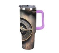 QMKFWT Magical Design - Tasse à café de voyage réutilisable et durable en acier inoxydable avec poignée et paille, résistant aux fuites, portable pour homme et femme, 1,2 l