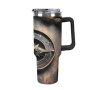 QMKFWT Magical Design - Tasse à café de voyage réutilisable et durable en acier inoxydable avec poignée et paille, résistant aux fuites, portable pour homme et femme, 1,2 l