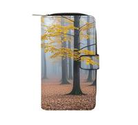 QMKFWT Mist Pervades Portefeuille long en cuir pour chéquier classique à deux volets avec fenêtre d'identification pour femme