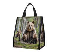 QMKFWT Mother Bear Cubs Sac à déjeuner isotherme pliable et réutilisable pour homme et femme