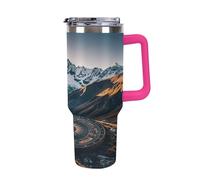 QMKFWT Mountain Compass - Tasse à café de voyage réutilisable en acier inoxydable durable avec poignée et paille, résistant aux fuites, tasse isotherme portable pour homme et femme, 1,2 l