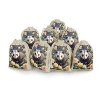 QMKFWT Opossum And Roses Pochettes de rangement réutilisables en toile de jute de coton avec cordon de serrage pour bonbons, jouets, bijoux, friandises, cadeaux de fête d'anniversaire