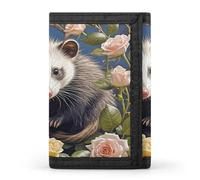 QMKFWT Opossum And Roses Portefeuille décontracté pour cartes de crédit Organiseur de documents pour homme et femme