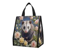 QMKFWT Opossum And Roses Sac à déjeuner isotherme pliable et réutilisable pour homme et femme
