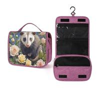 QMKFWT Opossum And Roses Trousse de toilette étanche avec crochet de suspension pour femme