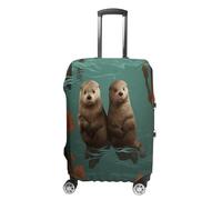 QMKFWT Otters in Love Housse de protection lavable anti-rayures anti-poussière pour bagages à roulettes de 48 à 81 cm, blanc, S