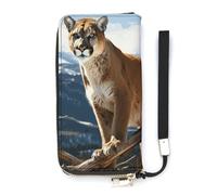 QMKFWT Panther Mountain Lion Portefeuille grande capacité en cuir PU longue pochette zippée unisexe blanc, 20 x 10,5 cm, portefeuille, blanc, 20x10.5cm, Portefeuille