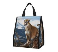QMKFWT Panther Mountain Lion Sac à déjeuner isotherme pliable et réutilisable pour homme et femme