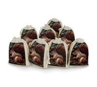 QMKFWT Petites pochettes de rangement réutilisables en mousseline de jute avec broderie écureuil pour bonbons, jouets, bijoux, friandises, cadeaux de fête d'anniversaire