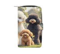 QMKFWT Poodles Dogs Portefeuille long en cuir pour chéquier classique à deux volets avec fenêtre pour carte d'identité