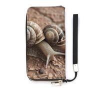 QMKFWT Portefeuille à motif deux escargots de grande capacité en cuir synthétique avec longue fermeture éclair - Unisexe - Blanc - 20 x 10,5 cm, blanc, 20x10.5cm, Portefeuille