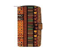 QMKFWT Portefeuille africain à rayures en cuir long pour chéquier classique à deux volets avec fenêtre d'identification pour femme