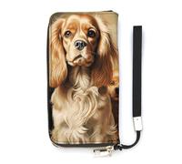 QMKFWT Portefeuille Cocker Spaniel grande capacité d'embrayage porte-monnaie en cuir PU longue pochette zippée portefeuille unisexe, blanc, 20 x 10,5 cm, portefeuille, blanc, 20x10.5cm, Portefeuille