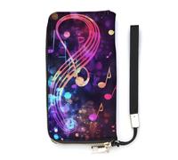 QMKFWT Portefeuille coloré Galaxy Note de musique grande capacité d'embrayage porte-monnaie en cuir PU longue pochette à fermeture éclair portefeuille unisexe, blanc, 20 x 10,5 cm, portefeuille,