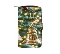 QMKFWT Portefeuille de Noël en cuir avec clochette pour chèque, portefeuille classique à deux volets pour femme avec fenêtre d'identification