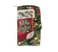QMKFWT Portefeuille de Noël long en cuir avec fenêtre pour carte d'identité