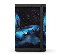 QMKFWT Portefeuille décontracté pour cartes de crédit et documents de qualité supérieure pour homme et femme Motif papillon bleu
