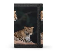 QMKFWT Portefeuille décontracté pour cartes de crédit et documents Motif léopard africain sur rocher pour homme et femme