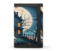QMKFWT Portefeuille décontracté pour homme et femme Motif maison hantée Sorcière Halloween