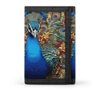 QMKFWT Portefeuille élégant et décontracté avec porte-cartes de crédit pour homme et femme Motif paon