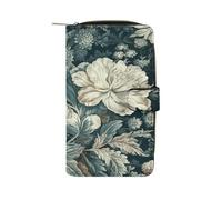 QMKFWT Portefeuille en cuir à fleurs pour chéquier classique à deux volets pour femme avec fenêtre d'identification