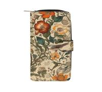 QMKFWT Portefeuille en cuir à motif rétro pour chéquier classique à deux volets pour femme avec fenêtre d'identification