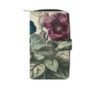 QMKFWT Portefeuille en cuir avec trois fleurs pour carnet de chèque, pochette classique à deux volets pour femme avec fenêtre d'identification
