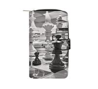 QMKFWT Portefeuille en cuir noir et blanc pour chéquier avec fenêtre d'identification