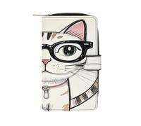 QMKFWT Portefeuille en cuir style hipster pour chaton et chaton avec fenêtre pour carte d'identité