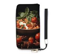 QMKFWT Portefeuille italien pour photos de pâtes de grande capacité, porte-monnaie en cuir PU, longue pochette à fermeture éclair, unisexe, blanc, 20 x 10,5 cm, portefeuille, blanc, 20x10.5cm,