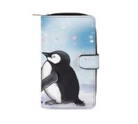 QMKFWT Portefeuille long en cuir avec fenêtre pour carte d'identité I Love Penguins
