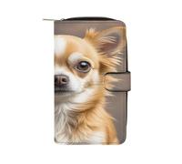 QMKFWT Portefeuille long en cuir avec fenêtre pour carte d'identité Motif Chihuahua