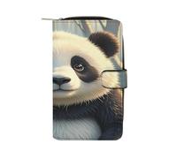QMKFWT Portefeuille long en cuir avec fenêtre pour carte d'identité Motif panda