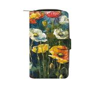 QMKFWT Portefeuille long en cuir avec fenêtre pour carte d'identité Vert foncé