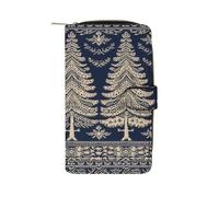 QMKFWT Portefeuille long en cuir avec motif sapin de Noël - Portefeuille classique à deux volets pour femme avec fenêtre d'identification