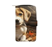 QMKFWT Portefeuille long en cuir Beagle avec fenêtre pour carte d'identité