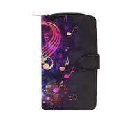 QMKFWT Portefeuille long en cuir coloré Galaxy Note de musique Portefeuille classique à deux volets pour femme Pochette avec fenêtre d'identification