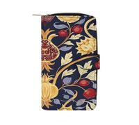 QMKFWT Portefeuille long en cuir de grenade dessiné à la main avec fenêtre d'identification pour femme