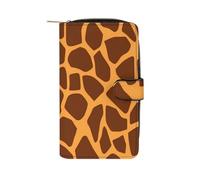 QMKFWT Portefeuille long en cuir imprimé girafe pour chéquier classique à deux volets avec fenêtre d'identification pour femme