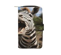 QMKFWT Portefeuille long en cuir motif zèbre avec fenêtre pour carte d'identité